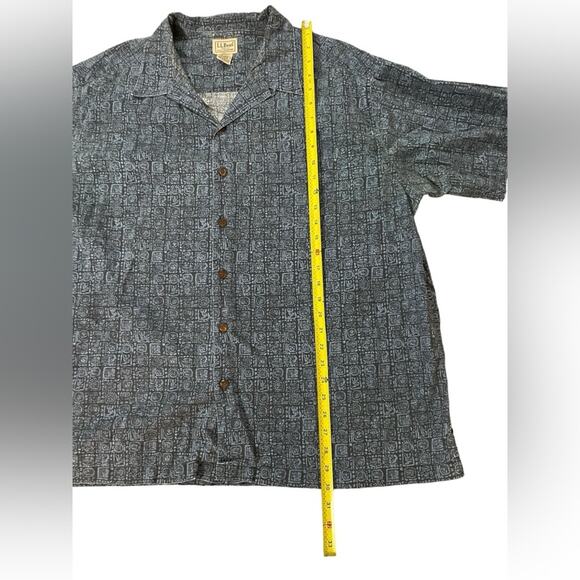 L.L. Bean Mens/Teen Geometric Print Hawaiian Shades of Blue Size XL Aloha Tribal - Picture 4 of 5